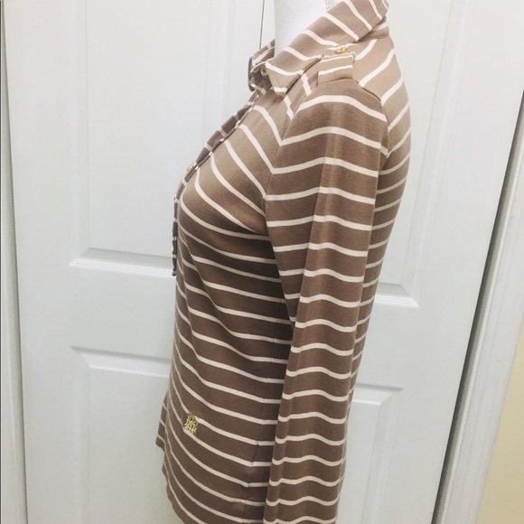 Tory Burch | Armel Polo Shirt - Brown | Size S - Picture 7 of 8